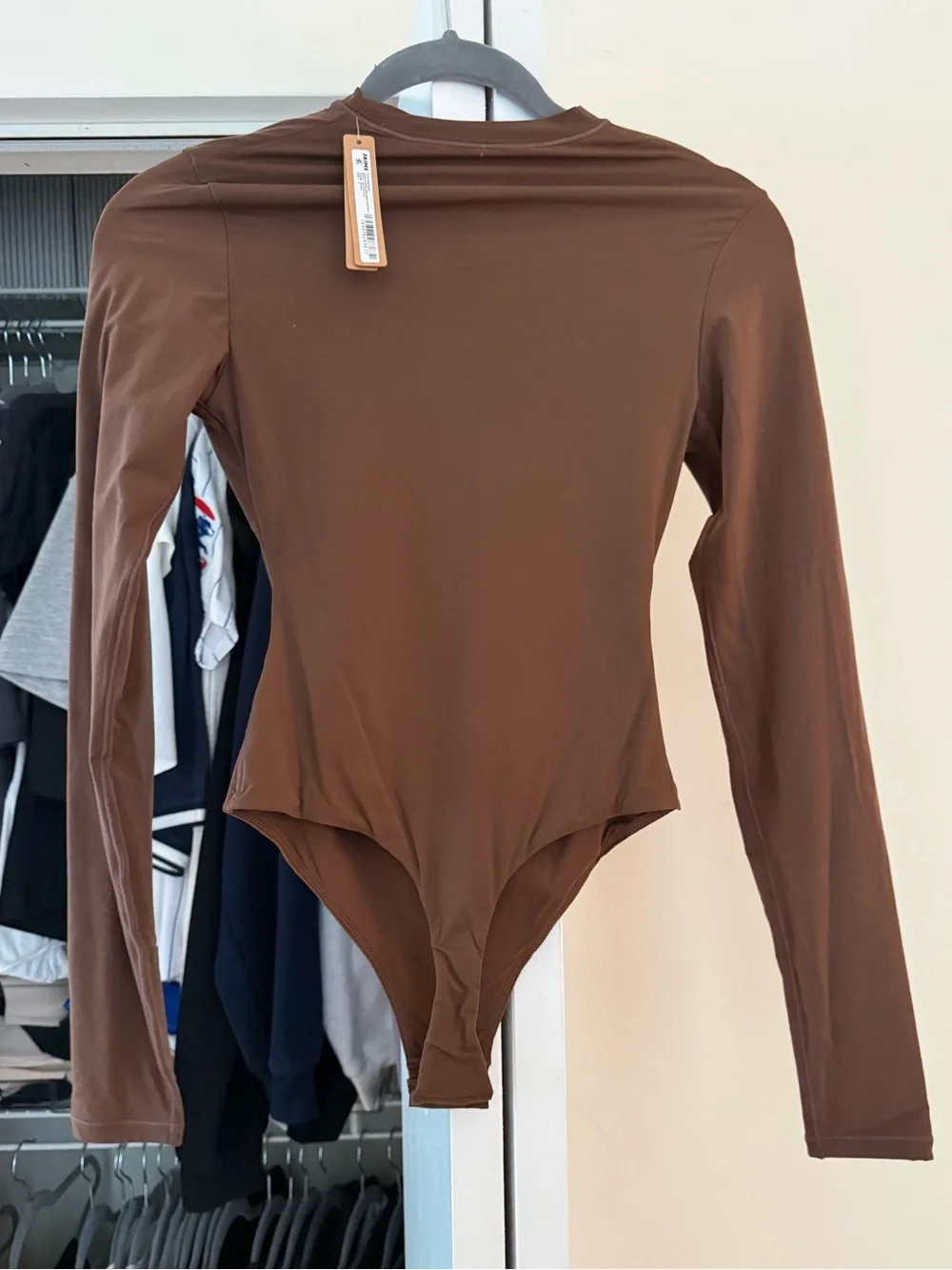 SKIMS Brown Long Sleeve Crewneck Bodysuit